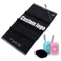 Absorbent Fast Drying Black Gym Workout Fitness Sweat Towels Custom Printed Embroidered Logo Microfiber Sport Towel with Pocket
