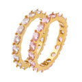 BM Women's 18k Gold Plated Stainless Steel WaterpRoof Zircon Gemstone Ring
