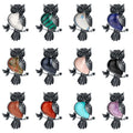 Vintage Owl Gemstone Pendant Necklace Spiritual Energy Gemstone Healing Crystal Rhinestone Jewelry for Women Men Wedding Banquet
