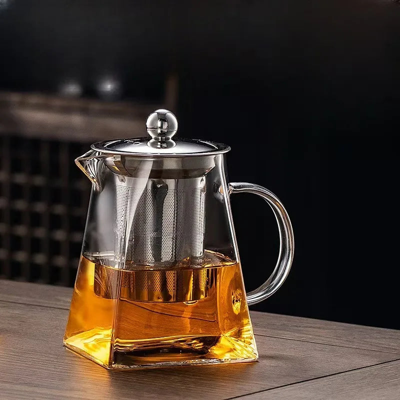 New Design square Shape Glass Teapot with Handle