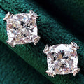 CAOSHI Classic Style Square Design Sparkling Crystal Zircon Earrings for Women Wedding Engagement Silver Plated CZ Stud Earrings