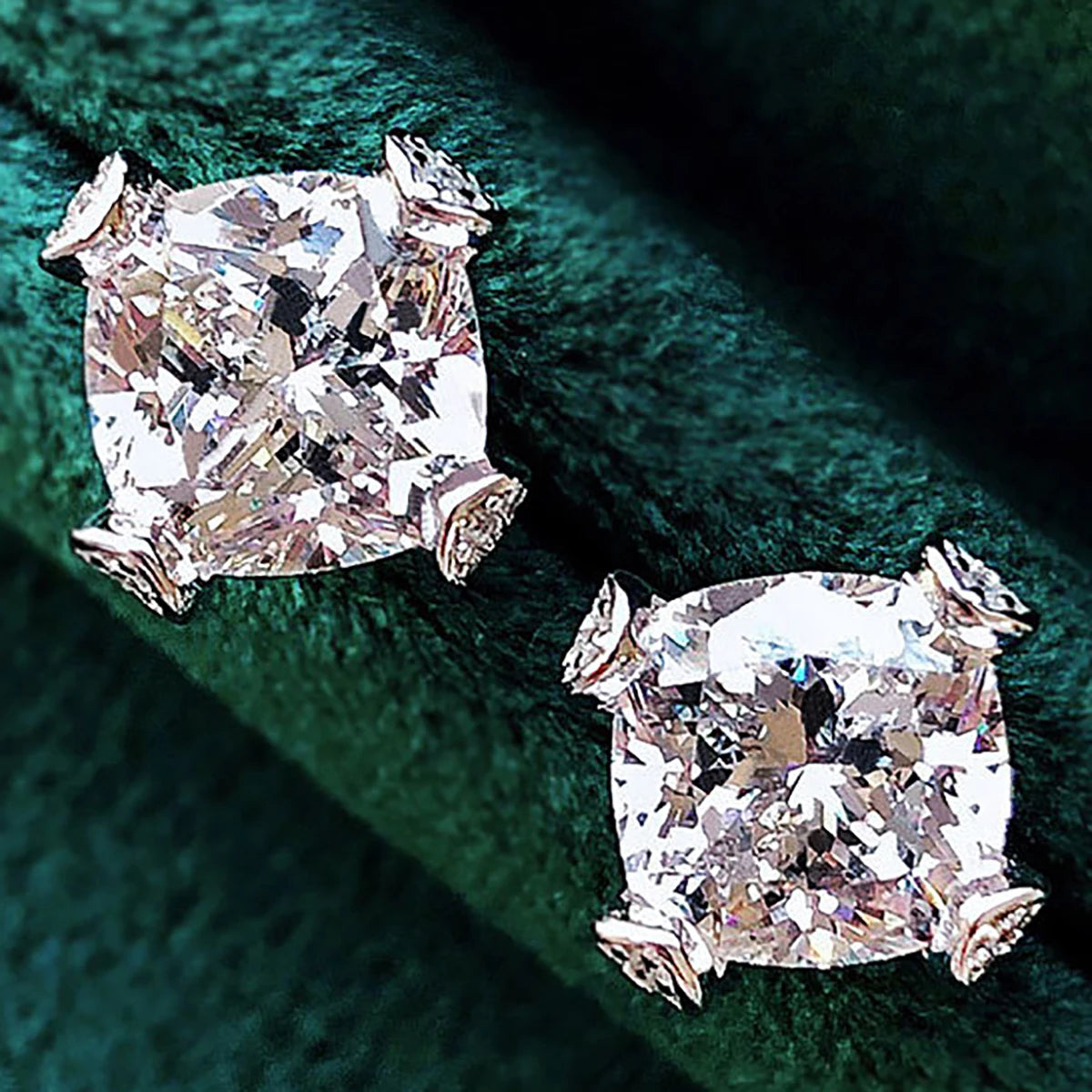 CAOSHI Classic Style Square Design Sparkling Crystal Zircon Earrings for Women Wedding Engagement Silver Plated CZ Stud Earrings
