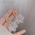SC Popular Trendy Leaf Heart Earrings Vintage Acrylic Geometric Earrings Fashion Pearl Resin Flower Stud Earrings for Girls