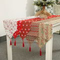 Christmas Decorations Linen Printed Table Runner Tablecloth Kitchen Dining Red Table Runner Table Cover Rectangle for Xmas Decor