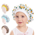 Wholesale Pattern Printed Bonnet Hair Accessories Cute Child Size Colorful Sleep Cap Wide Band Satin Bonnet for Kids