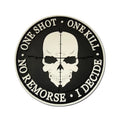 Aiming at One Shot Sniper Skull PVC Rubber Tactical Patch Badge with Hook Glow in the Dark Soft for Bags & Clothes