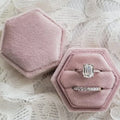 Small Hexagon Personalized Custom Monogram Double Slot Wedding Jewelry Ring Box Caja De Anillos Velvet Ring Box for Engagement