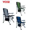 WOQI Modern Adult Folding Outdoor Furniture Chair with Armrest Cup Holder Side Pockets for Park & Hotel Use