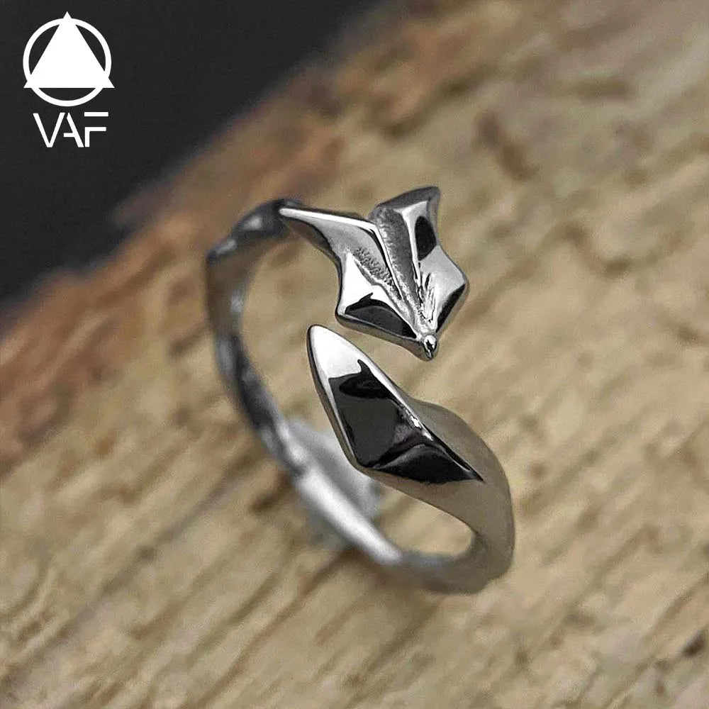 VAF Cool Fox Ring Stainless Steel Simple Geometric Open Ring Fuchsring Anillo De Zorro Bague Renard