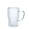 Double Wall Borosilicate Glass Beer Cup with Handle Large Capacity Fashionable Party Drinking Glasses clear Simple Tumbler