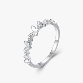 Ailmay 925 Sterling Silver Clear Zircon Butterfly Finger Ring Simplicity Elegant for Women Girl Jewelry