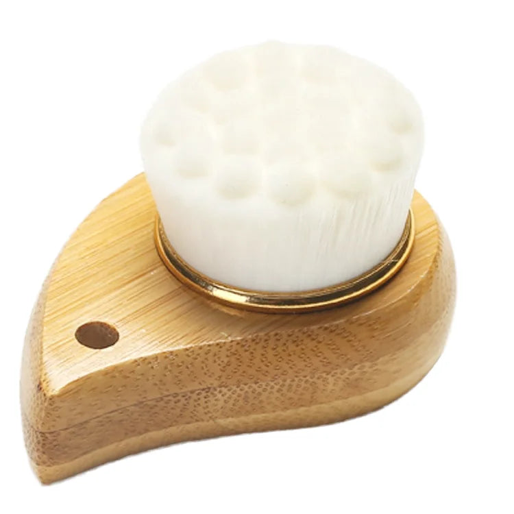 Water Drop Shape Cleaning Facial Brush Wooden Handle with Hanging Hole Soft Hair Facial Brush
