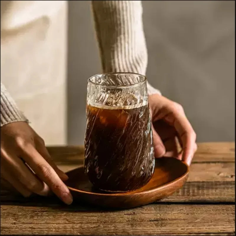 2024 Fashion 430ml Vertical Beer Mug Heat-resistant Transparent Glass Cup Glacier Glass Petal