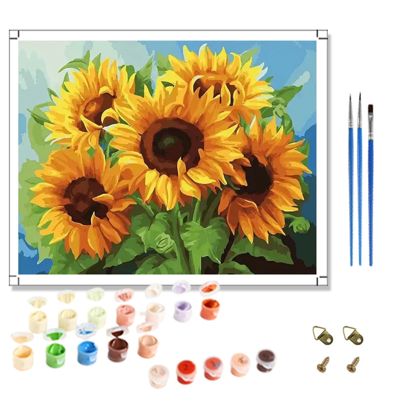Painting by Numbers Sunflowers Hand-painted Diy Oil Painting by Numbers Digital Painting Kit Canvas Home Decor for Adults