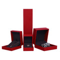 Customizable Logo Red Leatherette Paper Jewelry Storage Box Set Simple Style Ring Necklace Earring Packing Case