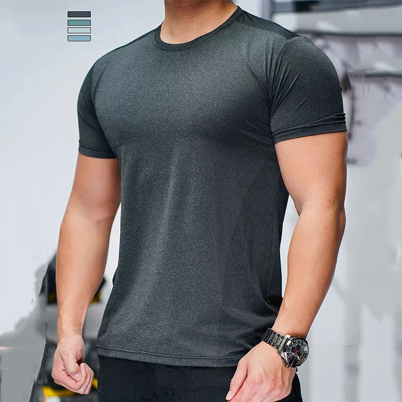 Men's Sportswear Gym Lightweight Clothing Quick Dry T-Shirt Athletic Breathable Sports Moisture Wicking Nylon Spandex Shirts