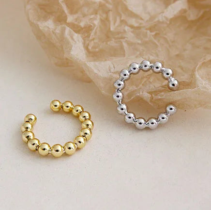 New Fashion Unique Design 925 Sterling Silver Ear Cuff Non-pierced Beads S925 Silver Earrings for Women ET342