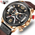 For LG8917 Custom Logo Quartz Men's Luxury Leather Watch 48mm Simple Design Small Three Needle Calendar Date Watch
