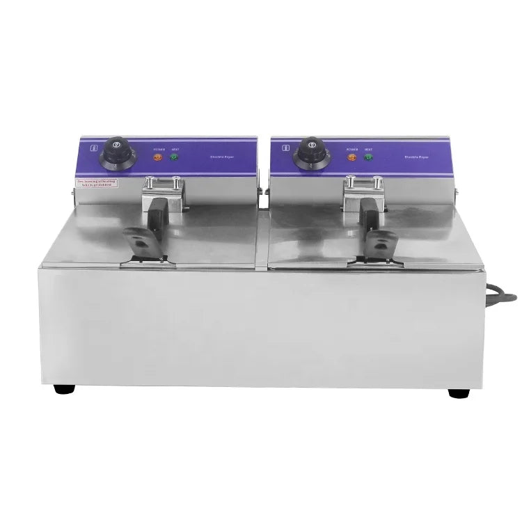 2 Tanks 2 Basket CE Approved 20L Commercial Electric Deep Fryer Machine for Fried Chicken