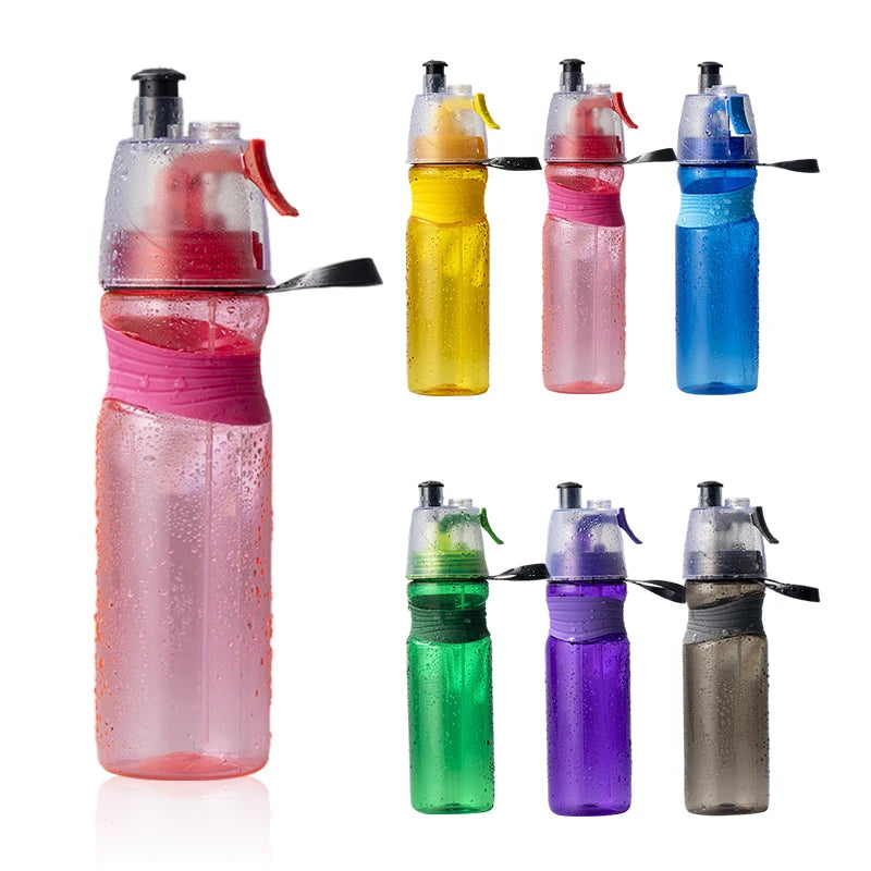 New Outdoor 580ml 750ml Colored Leakproof Spray Water Tumblers Bpa Free Sport Plastic Mist Water Bottle for Traveling Climbing