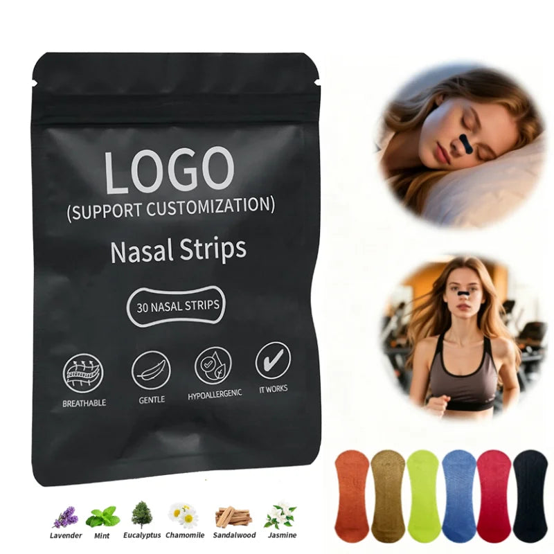 Custom SweatProof Adhesive Athletic Performance Nose Nasal Strips Tape Sports Gym CE Transparent Neusstrips for Breathing Sleep