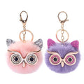 Hot Sale Custom 8cm Owl Pom Pom Keychain Sequin Hairball Bag Keychain Wholesale