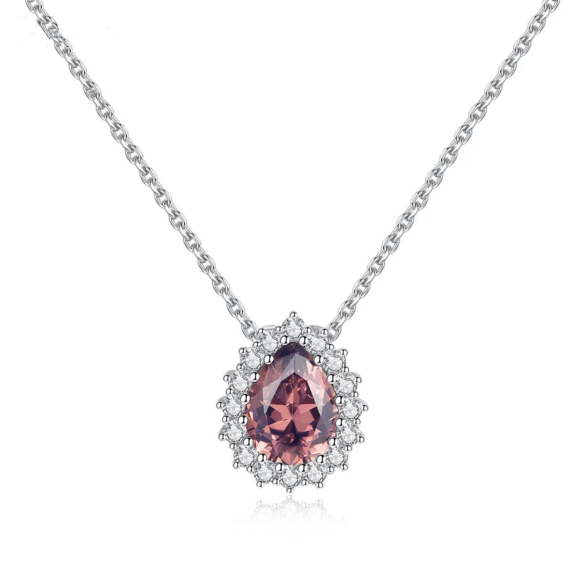 S925 Trendy Luxury Gorgeous White Gold Plated Women Fashion Jewelry Zircon Necklace Birthday Present
