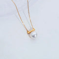Low Price Rhodium Plated S925 Silver Pearl Initial Necklace for Women-Wedding Engagement Anniversary Charm