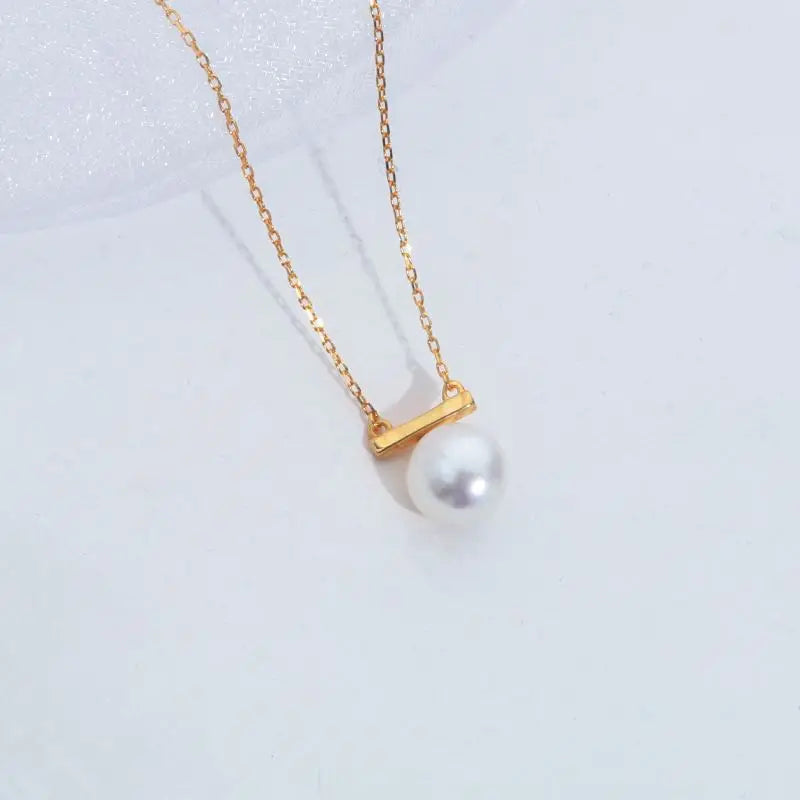 Low Price Rhodium Plated S925 Silver Pearl Initial Necklace for Women-Wedding Engagement Anniversary Charm