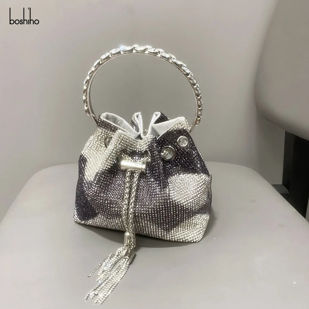 Boshiho Diamonds Bags Evening Clutch Bag Women Wedding Party Purse Handbag Shiny Crystal Rhinestone Bucket Bag