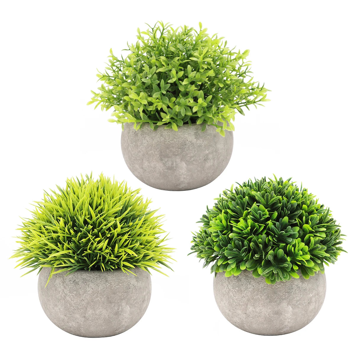 Greatflower Durable Artificial Mini Potted Plastic Faux Plants for Room Office Desk Decoration