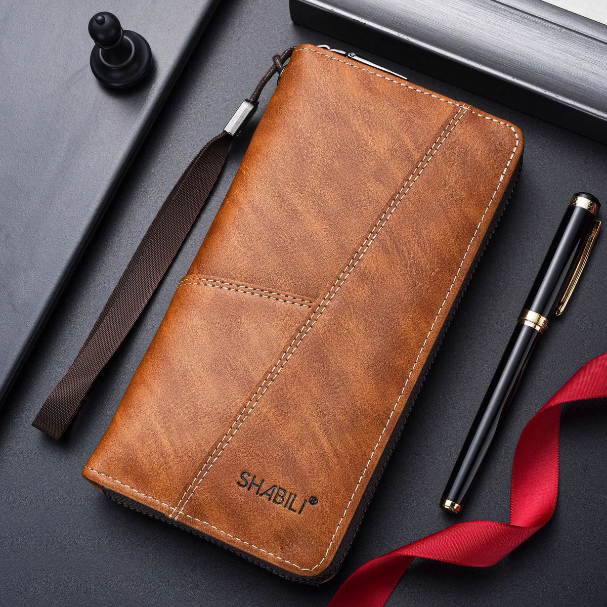 2024 Men PU Leather Luxury Mobile Phone Wallet Business Clutch Wallet Double Zipper Long Wallet