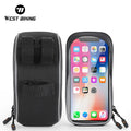 WEST BIKING PVC Bicycle Handlebar Phone Bag 6.8 Inches Phone Screen Touch Waterproof  Top Tube Bag for Road Mountain Bike