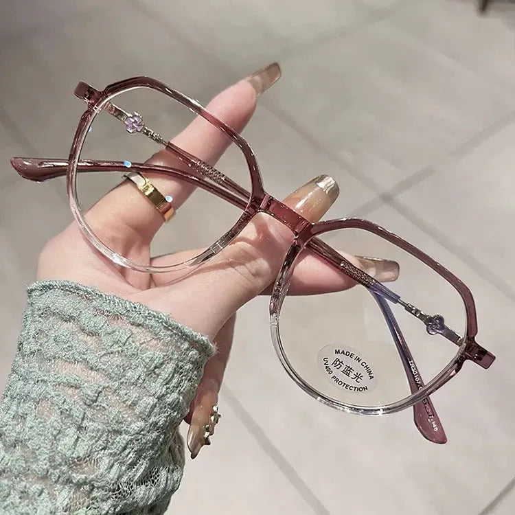 Anti Blue Light Tr 90 Glasses 4159 Computer Glasses Art Personality Irregular Polygonal Optical Eye Frames for Women Glasses
