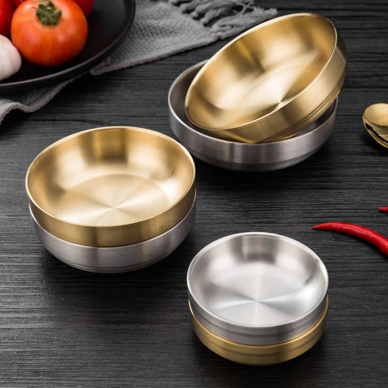 304 Stainless Steel Serving Bowl Soup and Ice Cream Round Brushed Metal Fruit Snack Salad Bowl for Home Kitchen BBQ Restaurant