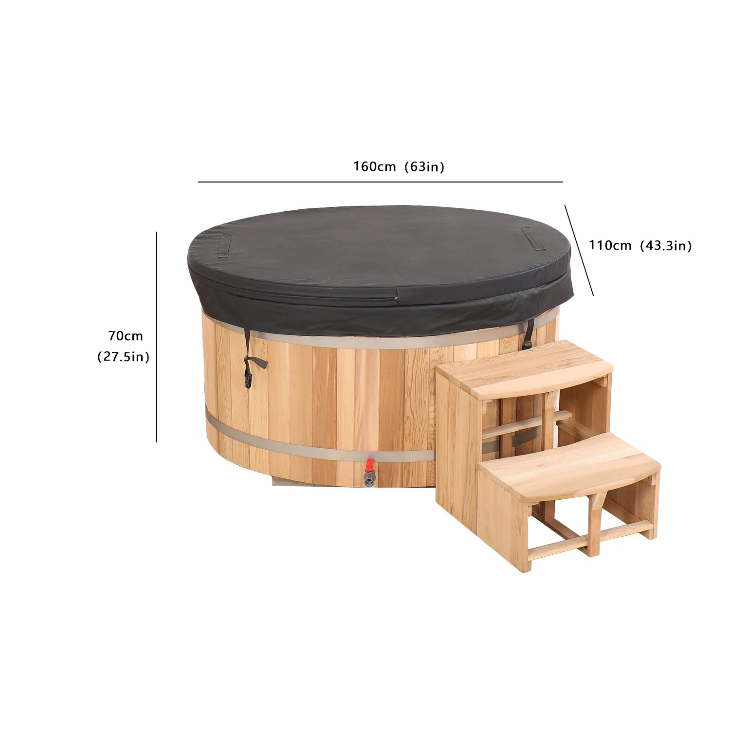 Red Cedar Extra-Large Cold Plunge Tub - Thickened Oval Design with Insulated Cover All-Season Outdoor Ice Bath