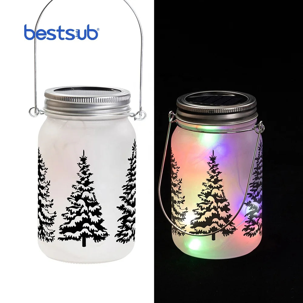 Wholesale Eco-Friendly Vintage Frosted Gradient Color 15oz 450ml Sublimation Blanks Mason Jar Lantern Lid Metal Handle for Party