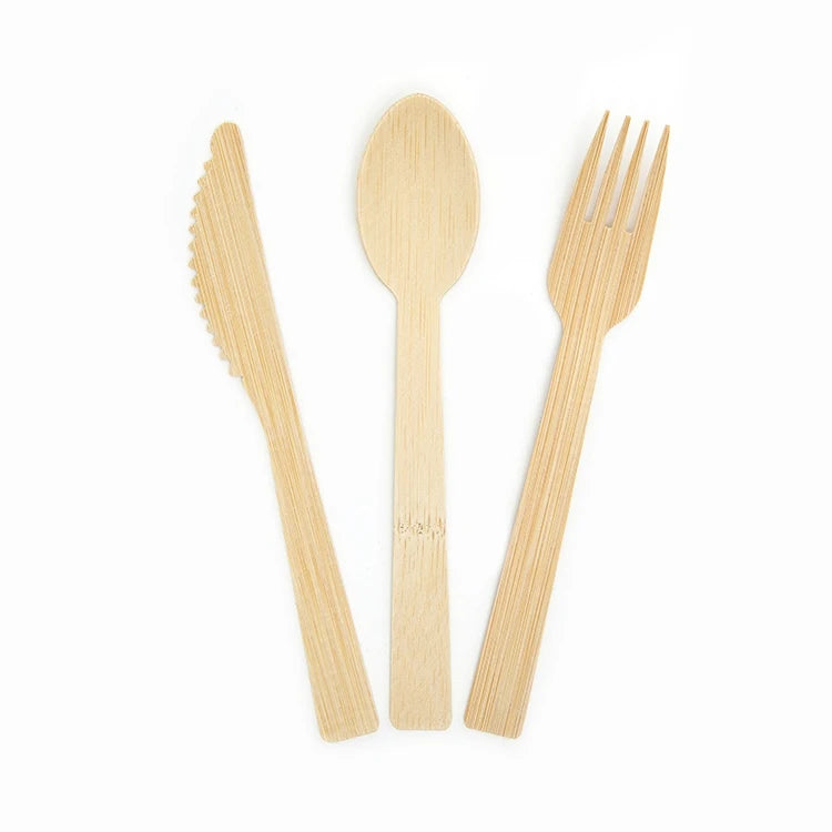 Custom Packaging Sustainable Plant Eco Friendly Disposable Bamboo Pfas Free Party Use Custom Logo Cutlery Set