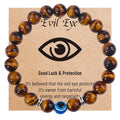 8MM Evil Eye Card Gift Bracelet Natural Tiger Eye Stone Blue Eye Beaded Bracelet