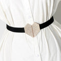 Fashion Ladies Decorative Elastic Waist Seal with Diamonds Fine Buckle Material Alloy