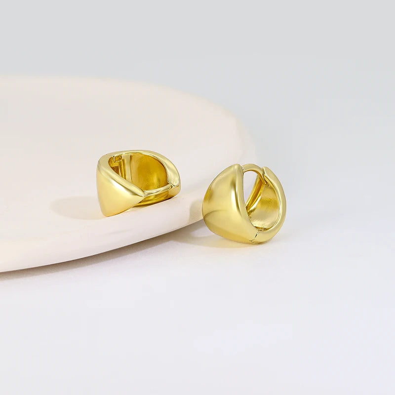Fashion Brass Jewelry 18k Gold Plated Thick Chunky Hoop Earrings for Women