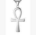 Egyptian Cross Pendant Simple Personality Glossy Stainless Steel Necklace Ancient Egyptian Cross Men's Pendant