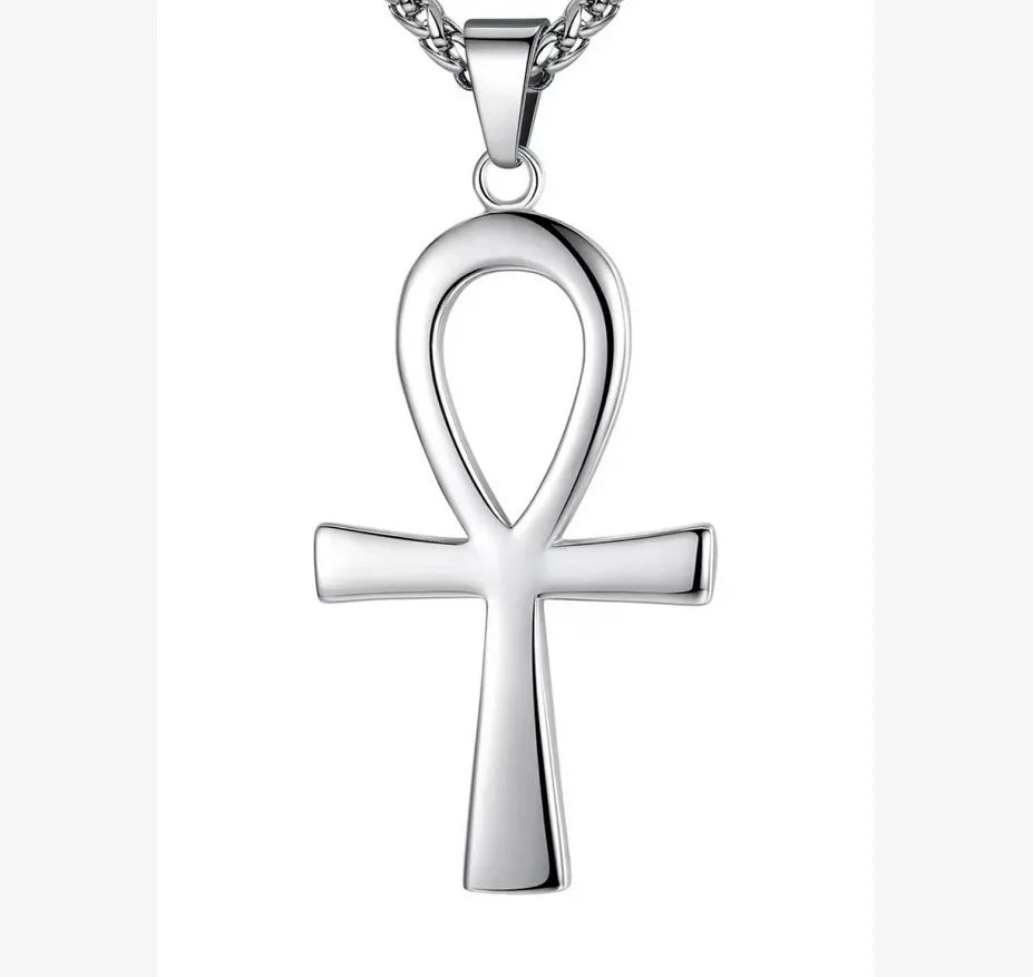 Egyptian Cross Pendant Simple Personality Glossy Stainless Steel Necklace Ancient Egyptian Cross Men's Pendant
