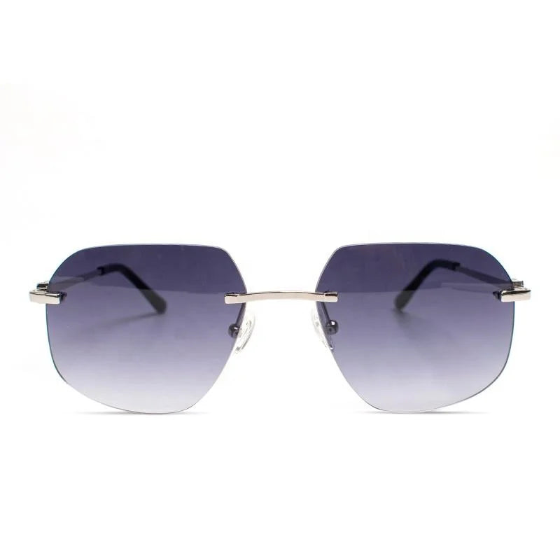 2024 High Quality Men Shades Luxury Hexagonal Rimless Brand Sunglasses