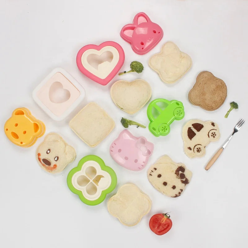 Cute Bear Car Leaf Heart Sandwich Maker Lunch Bento Accessory Plastic Food Tool for Sandwich Making Kitchen Utensil Accessories