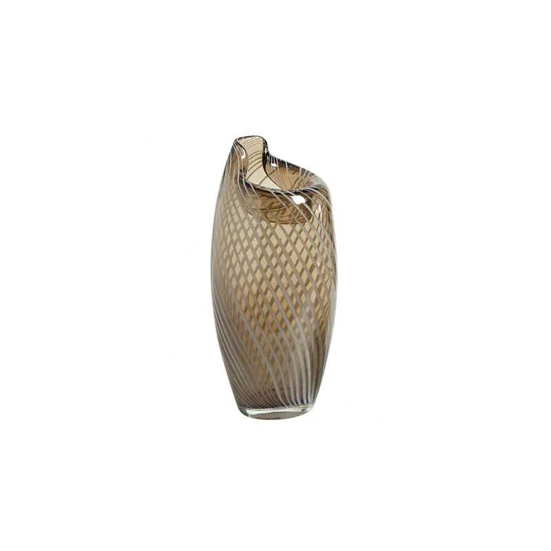 Creative Modern Minimalist Light Coffee Striped Glass Vase for Wedding Home Decoration
