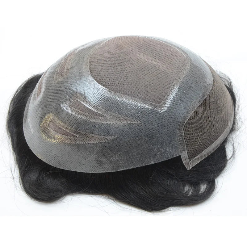Men Toupee Mono Base with Pu Around and Lace in Front Natural  Human Hair Men Toupee