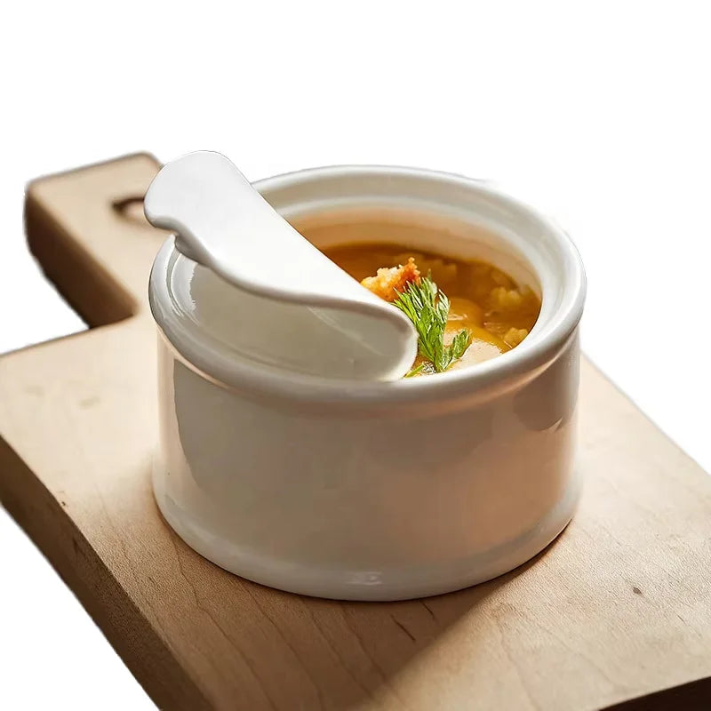 White Tin Can Shaped Ceramic Dinner Plates Hotel Restaurant Tableware Serving Soup Bowls Sauce Dishes for Home
