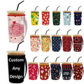 Custom Design Logo White Blank Insulated Reusable Neoprene Iced Coffee Cup Sleeve