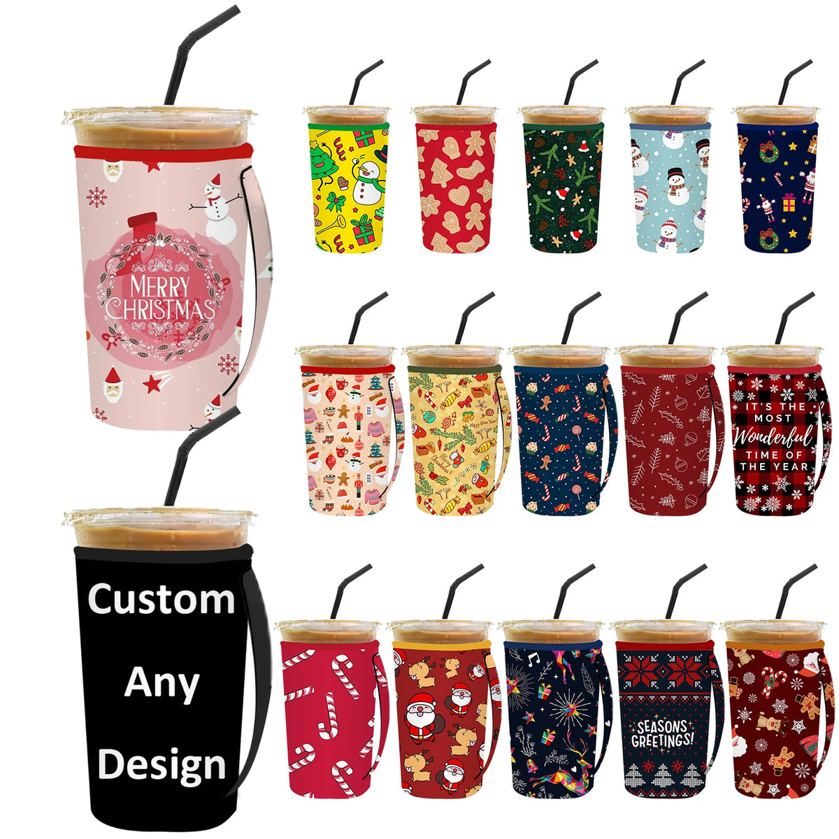Custom Design Logo White Blank Insulated Reusable Neoprene Iced Coffee Cup Sleeve